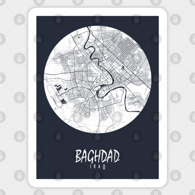 Baghdad, Iraq City Map - Full Moon Sticker by deMAP Studio